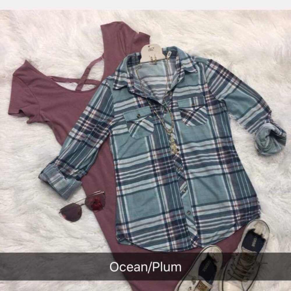 Ocean & plum plaid shirt